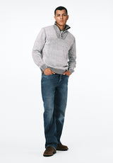Wello Men's Quarter-Zip Ribbed Knit Sweater color CHARLIE