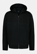 Walmick Men's Full-Zip Knit Hooded Jacket with Sherpa Lining color BLACK