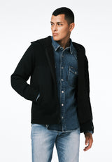 Walmick Men's Full-Zip Knit Hooded Jacket with Sherpa Lining color BLACK