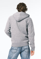 Walmick Men's Full-Zip Knit Hooded Jacket with Sherpa Lining color HEATHER GREY