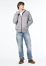 Walmick Men's Full-Zip Knit Hooded Jacket with Sherpa Lining color HEATHER GREY