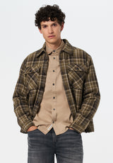 Jaceko Men's Sherpa-Lined Plaid Shirt Jacket color FERN