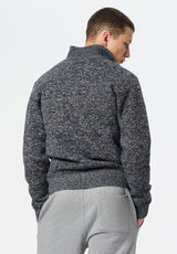 Winlow Men's Relaxed Full-Zip Jacquard Knit Sweater color HEATHER GREY