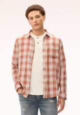 Buffalo David Bitton Saroz Men's Plaid Long Sleeve Shirt, Coconut Shell