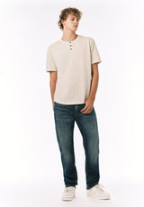 Buffalo David Bitton Kehlani Men’s Striped Short Sleeve Henley COLOR Milk