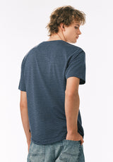 Buffalo David Bitton Kehlani Men’s Striped Short Sleeve Henley COLOR Vintage Indigo