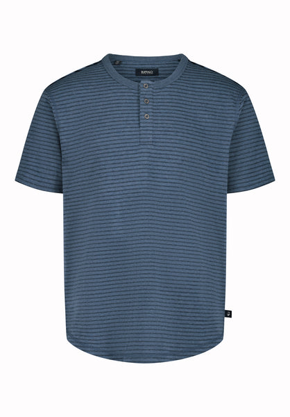 Buffalo David Bitton Kehlani Men’s Striped Short Sleeve Henley COLOR Vintage Indigo