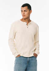 Kendro Haut Henley pour Homme à Manches Longues, Crème - BM24762