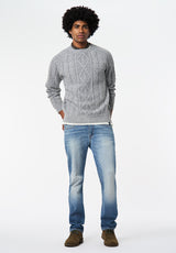 Walder Men's Relaxed Cable Knit Sweater color CHARLIE