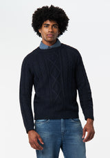 Walder Men's Relaxed Cable Knit Sweater color WHALE