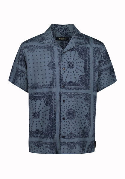 Buffalo David Bitton Sandro Men’s Printed Short Sleeve Camp Shirt COLOR Mirage