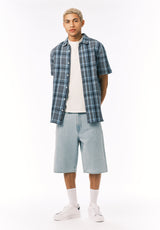 Buffalo David Bitton Sulian Men’s Short Sleeve Plaid Shirt COLOR Mirage