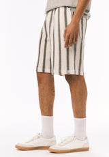 Buffalo David Bitton Haladir Men’s Striped Pull-On Shorts COLOR Milk