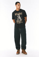Tafo Men’s Graphic T-Shirt with Whiskey Cowboy Print, Black - BM24819