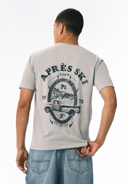 Tarma T-shirt Graphique pour Homme avec Imprimé Après Ski, Gris Chiné - BM24820