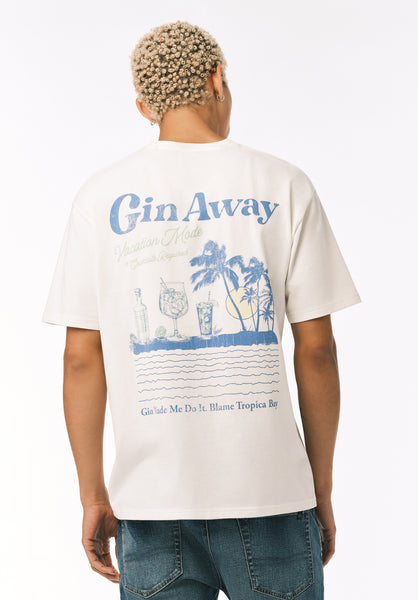 Buffalo David Bitton Tazro Men’s Tropical Palm And Gin Graphic Tee COLOR Milk