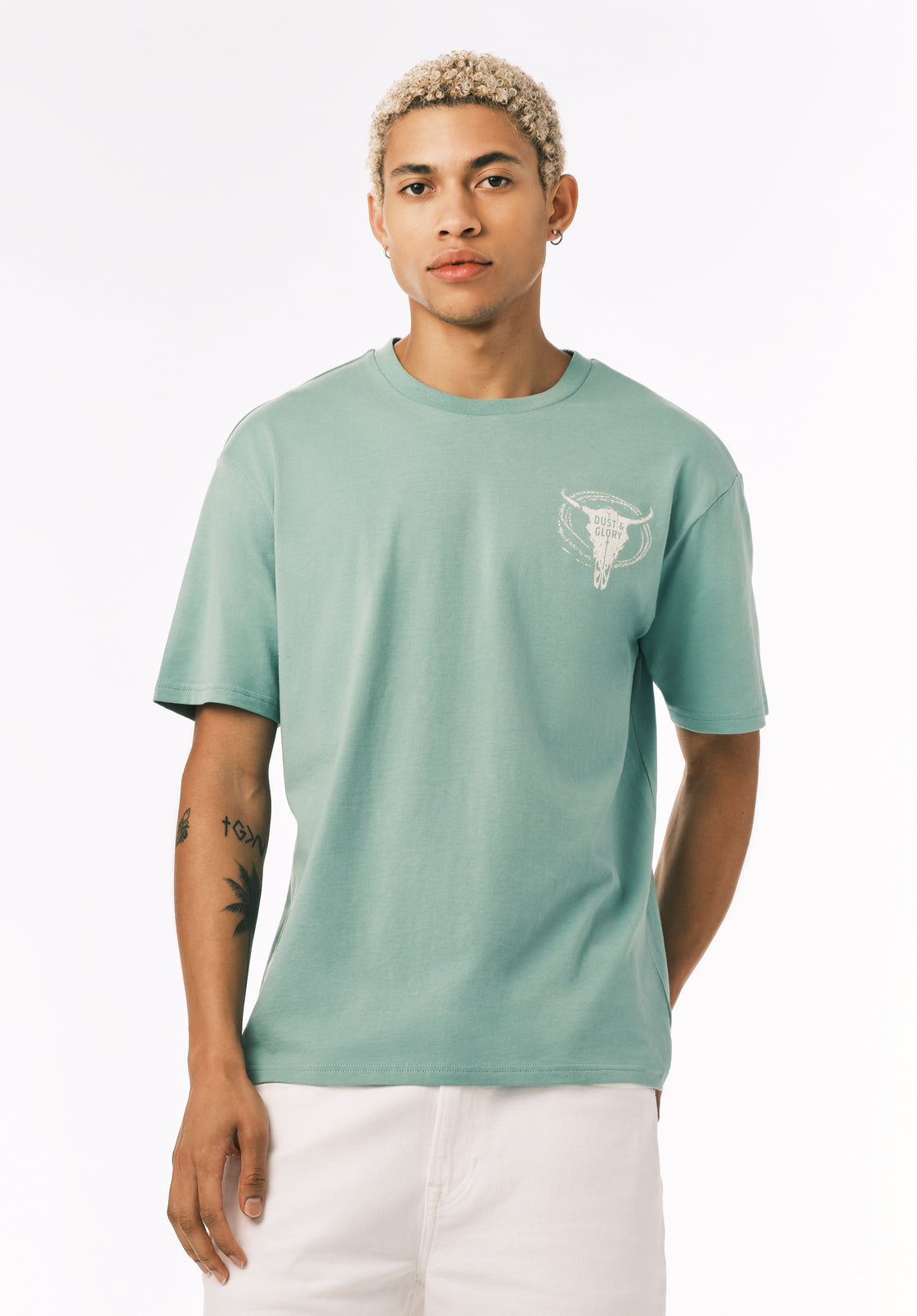 Teyze Men's Dust & Glory Skull Graphic T-Shirt, Creme De Menthe
