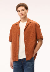 Buffalo David Bitton Sonix Men's Short Sleeve Camp Collar Shirt, Coconut Shell