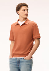Buffalo David Bitton Kido Men's Ribbed Short Sleeve Polo, Coconut Shell