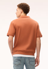 Buffalo David Bitton Kido Men's Ribbed Short Sleeve Polo, Coconut Shell