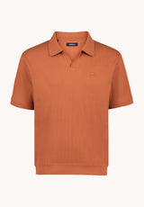 Buffalo David Bitton Kido Men's Ribbed Short Sleeve Polo, Coconut Shell