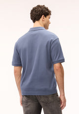 Buffalo David Bitton Kido Men's Ribbed Short Sleeve Polo, Vintage Indigo