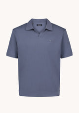 Buffalo David Bitton Kido Men's Ribbed Short Sleeve Polo, Vintage Indigo