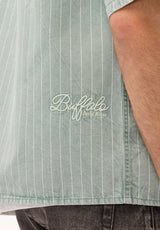 Buffalo David Bitton Shiro Men's Striped Short Sleeve Heavyweight Shirt, North Atlantic