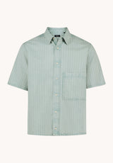 Buffalo David Bitton Shiro Men's Striped Short Sleeve Heavyweight Shirt, North Atlantic