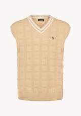 Buffalo David Bitton Wallo Men's Textured V-Neck Sweater Vest, Pale Khaki