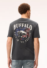 Buffalo David Bitton Tiver Men's Vintage Buffalo Graphic Tee, Black