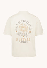Buffalo David Bitton Slate Men's Tropical Back Graphic Short Sleeve Shirt, Milk