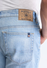 Buffalo David Bitton Straight Six Men's Crinkled and Sanded Jeans color INDIGO