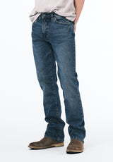 Slim Bootcut King Men's Jeans, Creased and Sanded Indigo - BM26033
