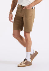Buffalo David Bitton Relaxed Straight Dean Men's Freedom Flex Shorts color DARK BEIGE