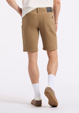 Buffalo David Bitton Relaxed Straight Dean Men's Freedom Flex Shorts color DARK BEIGE