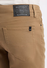 Buffalo David Bitton Relaxed Straight Dean Men's Freedom Flex Shorts color DARK BEIGE