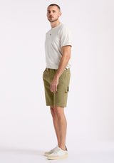 Buffalo David Bitton Relaxed Straight Dean Men's Utility Cargo Shorts color OLIVE