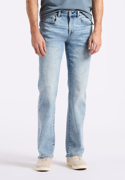 Buffalo David Bitton Slim Bootcut King Men's Jeans Sanded and Whiskered Blue