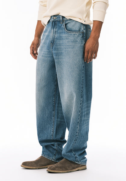 Jean Coupe Très Ample Mikey pour Homme, Bleu Sablé - BM26120