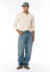 Jean Coupe Très Ample Mikey pour Homme, Bleu Sablé - BM26120