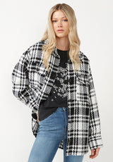 Buffalo David Bitton Liesel Black And White Glen Plaid Women's Shacket - JK0011F Color BLKWHTGLENPLAID