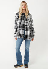 Buffalo David Bitton Liesel Black And White Glen Plaid Women's Shacket - JK0011F