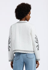 Buffalo David Bitton Ashleigh Women's Quilted Embroidered Button-Up Jacket color EGRET
