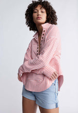 Buffalo David BittonEllowynne Women’s Striped Pullover In Cayenne Red - KT0099P Color CAYENNE