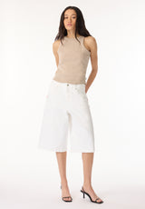 Regine Women's Ribbed Tank Top, Flax Beige - KT0119H