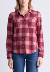 Buffalo David Bitton Georgie Women's Long-Sleeved Shirt, Beaujolais Red - KT0124F Color BEAUJOLAIS