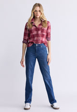 Buffalo David Bitton Georgie Women's Long-Sleeved Shirt, Beaujolais Red - KT0124F Color BEAUJOLAIS