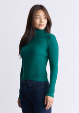 Buffalo David Bitton Mavra Women's Long-Sleeved Turtleneck Top, Forest Green - KT0164F Color RAINFOREST