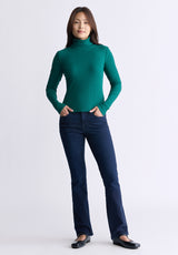 Buffalo David Bitton Mavra Women's Long-Sleeved Turtleneck Top, Forest Green - KT0164F Color RAINFOREST